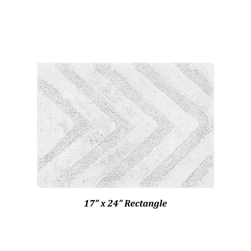 Hugo White Cotton Tufted Non-Slip Bath Rug 17" x 24"