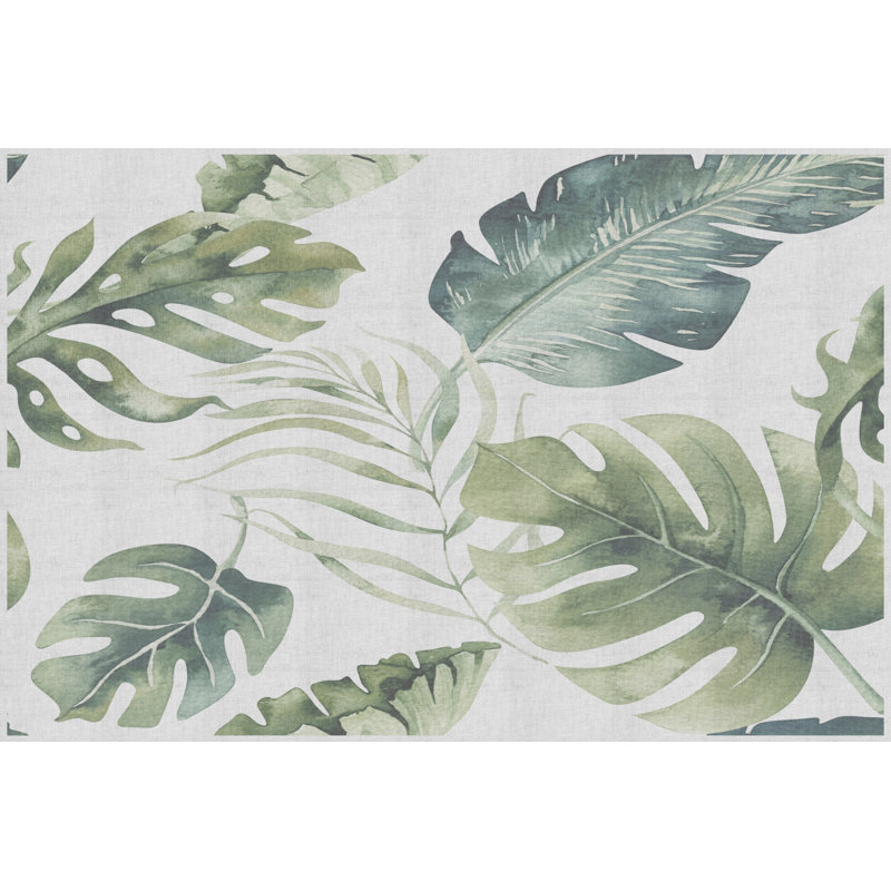 Amauriah Floral Vinyl Machine Printed Indoor / Outdoor Area Rug, Rectangle 200 x 300cm