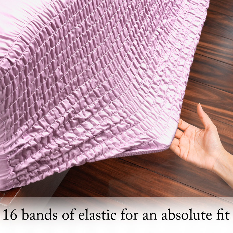 800 Thread Count Cotton Blend BedTite Tight Grip Sheet Set, Queen, Dusty Lilac