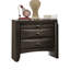Armoire de chevet contemporaine 1 pièce grise avec 2 tiroirs, en bois d'ingénierie et en bois massif, poignées ovales en nickel, rangement doublé de feutre, élément décoratif de chambre à coucher-1991885218