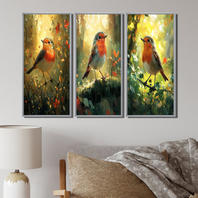 Robin Bird In The Woodland Clearing I - Bird Wall Decor Collection