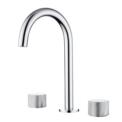 Circular X Widespread Bathroom Faucet 3 Hole, 2-handle Bathroom Sink Faucet with Drain Assembly