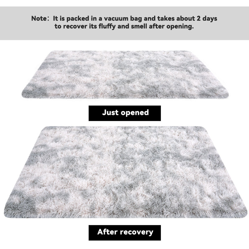 Shag Rug Soft Fluffy -Indoor Area Rug for Living Room Bedroom Nursery Kids Room, Rectangle 9' x 12', Gray Tie-dye
