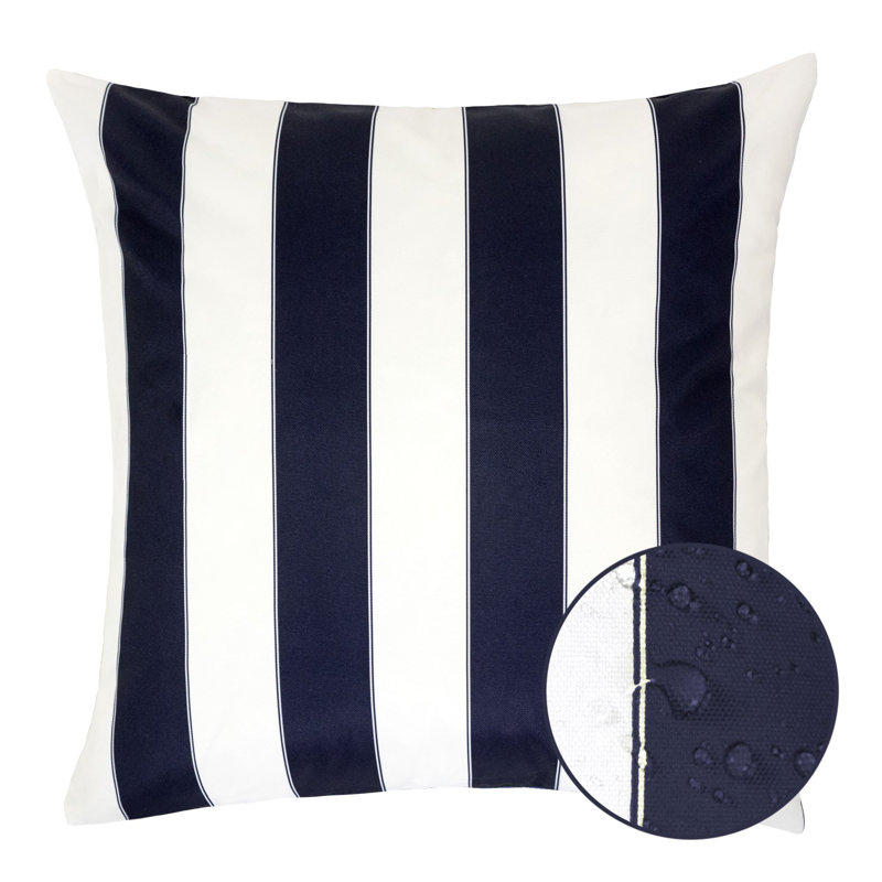 Striped Outdoor Throw Pillow, Navy, 20" x 20"