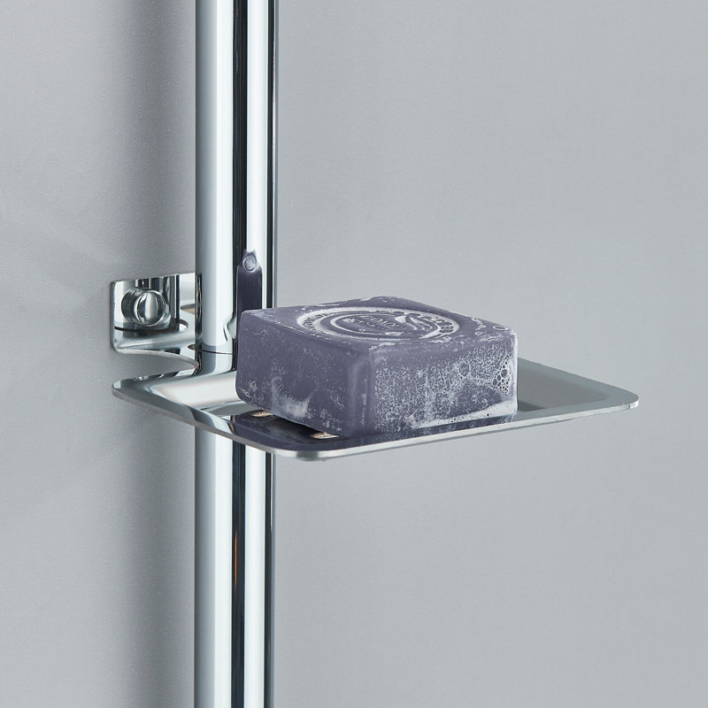 Système de robinet de douche extérieur chromé avec robinet de douche et porte-savon, Chrome chrome