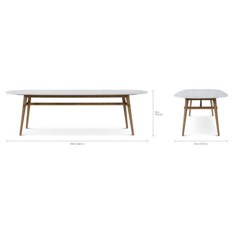 Madrid/WRC Dining Table, Natural, 30" H x 102.36" L x 43.31" W