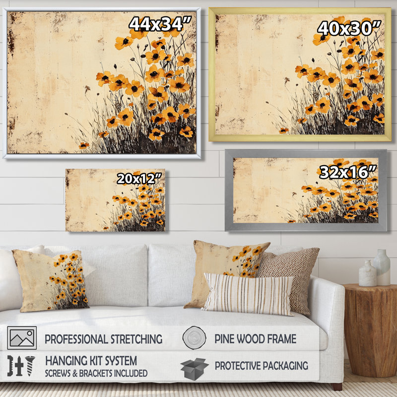 Décorations murales boutons d'or - Aquarelle, Noir, H 12 po x l 20 po, Impression dans un cadre flottant sans passe-parto