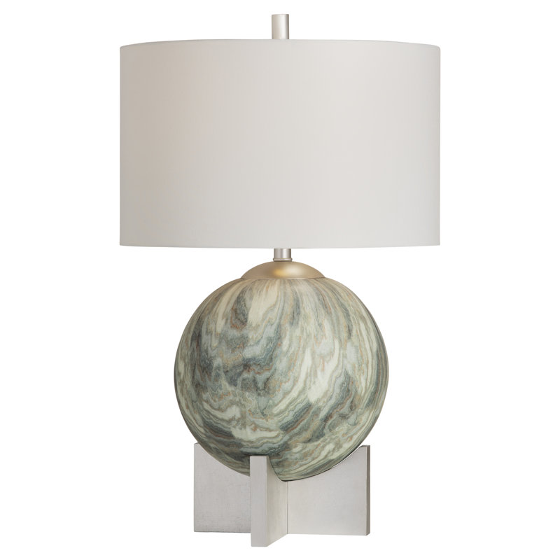 29.5" Wood Table Lamp With White Shade