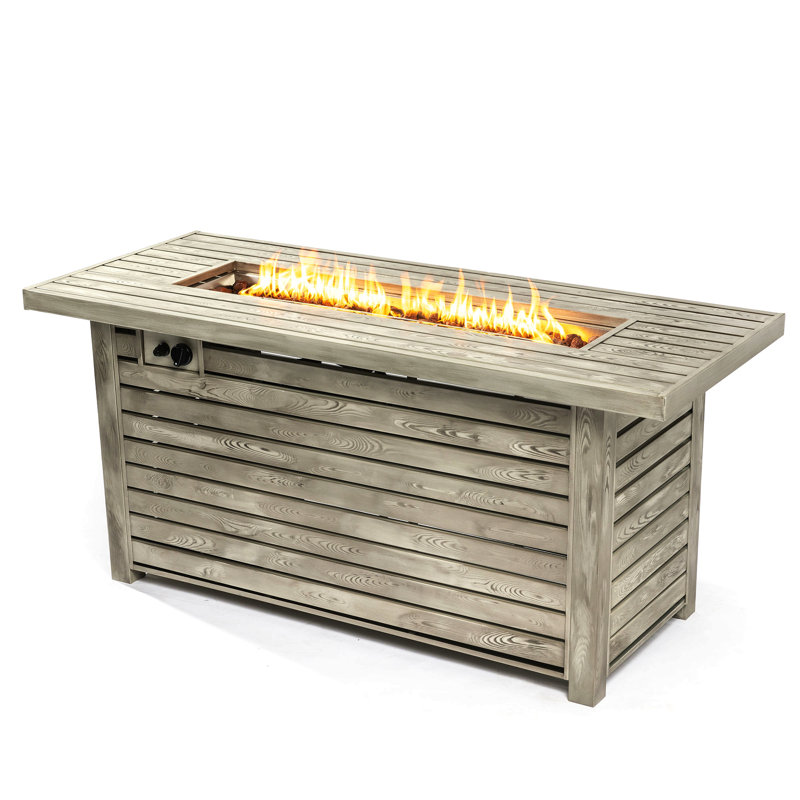 Table de foyer d'extérieur 54 pouces avec surface en grain de bois