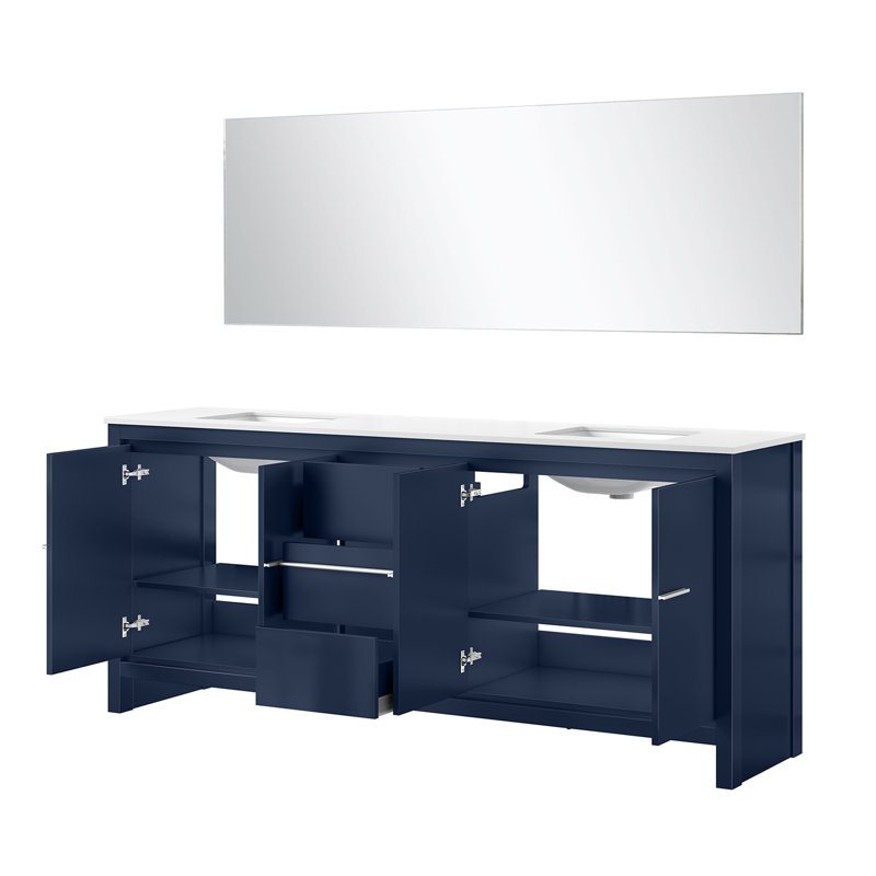 Ensemble de meuble-lavabo double 80 "avec miroir Lafarre, Blanc, Quartz blanc