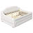Upholstered Full Size Daybed with LED Belt, Trundle and Three Drawers, Beige-1833071497