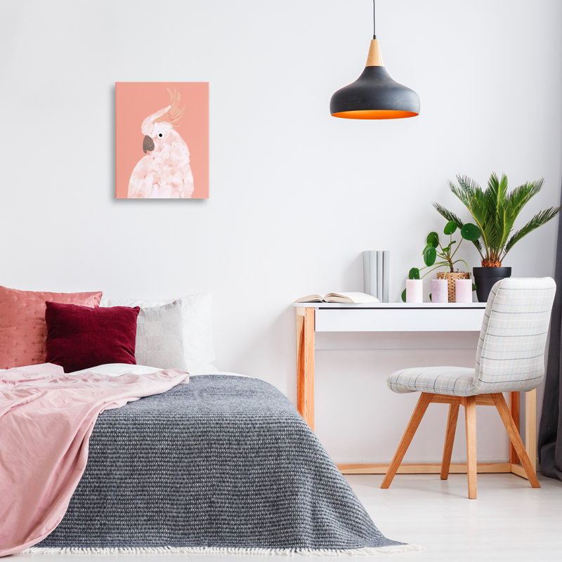 Cockatiel sur toile rose par Chen Alyesh, H 20 po x l 16 po