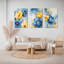 «Blue and Yellow Floral», reproduction d'art sur toile tendue sur toile (ensemble de 3)-118095960