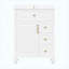 Meuble-lavabo autoportant de 24 po avec lavabo en céramique, tiroir escamotable, 3 tiroirs et armoire de rangement, bois massif et panneau de fibres à densité moyenne, blanc