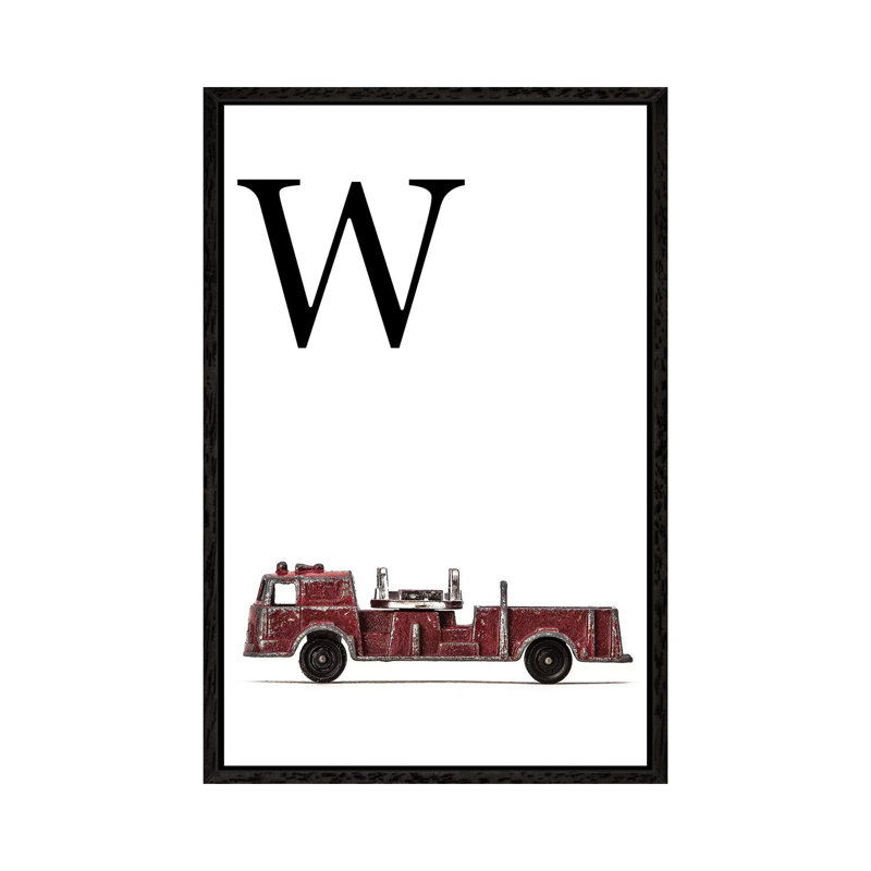 W Fire Engine Letter 1 Piece Wall Art on Canvas, 66.04 cm H x 45.72 cm W, Black Framed