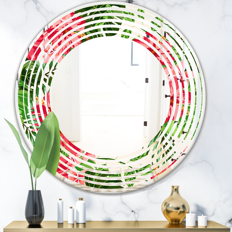 Miroir mural pour les fleurs et les fleurs tropicales i, 31,5 po x 31,5 po