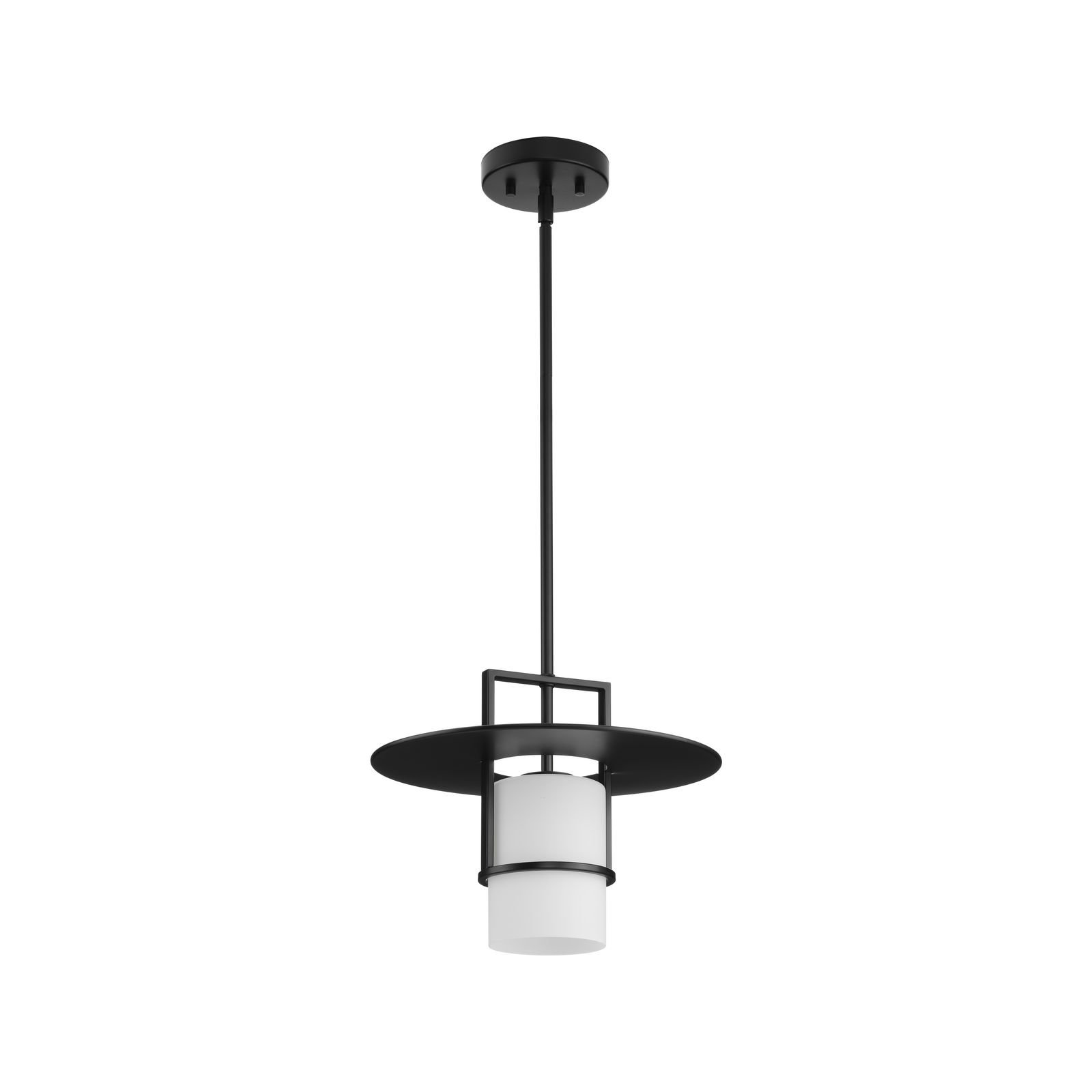 Cinder Single Light Etched Glass Dimmable Pendant, Matte Black