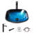 Tempered Glass 16-3/4" L X 16-3/4" W Square Blue Above-Counter Vessel Bathroom Sink With Pop Up Drain And Faucet