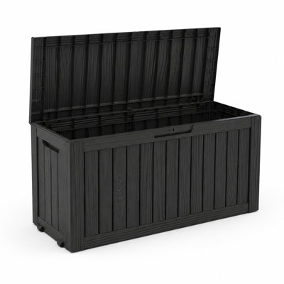 95 Gal Rolling Deck Box,Lockable Resin Storage with Wheels & Handles