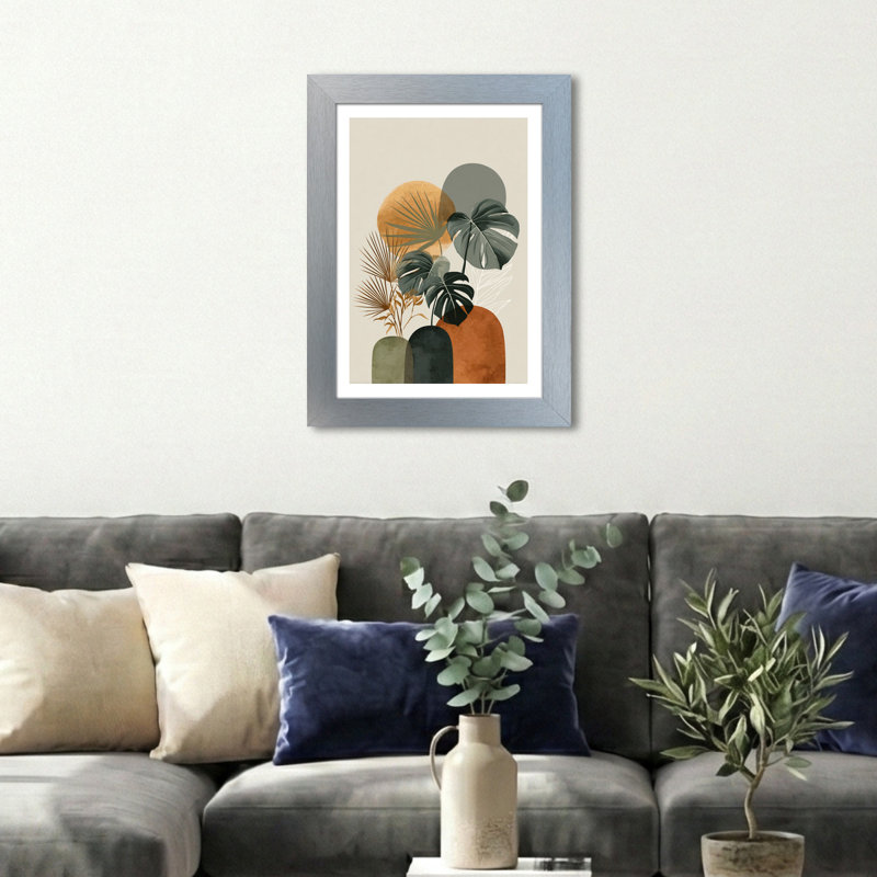Botanical Abstract Wall Art Home Decor | Scandinavian Mid Century Monstera in Terracotta & Deep Green Giclee Art Print 1 Piece Wall Art