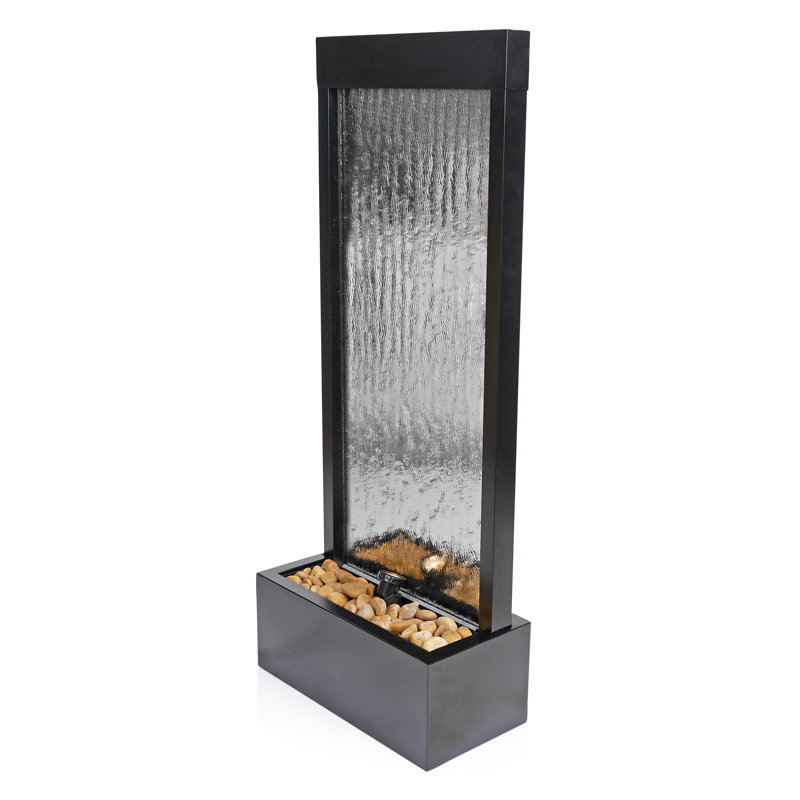 Statesboro Weather Resistant Fountain with Light, Silver, 48" H x 20" W x 10" D