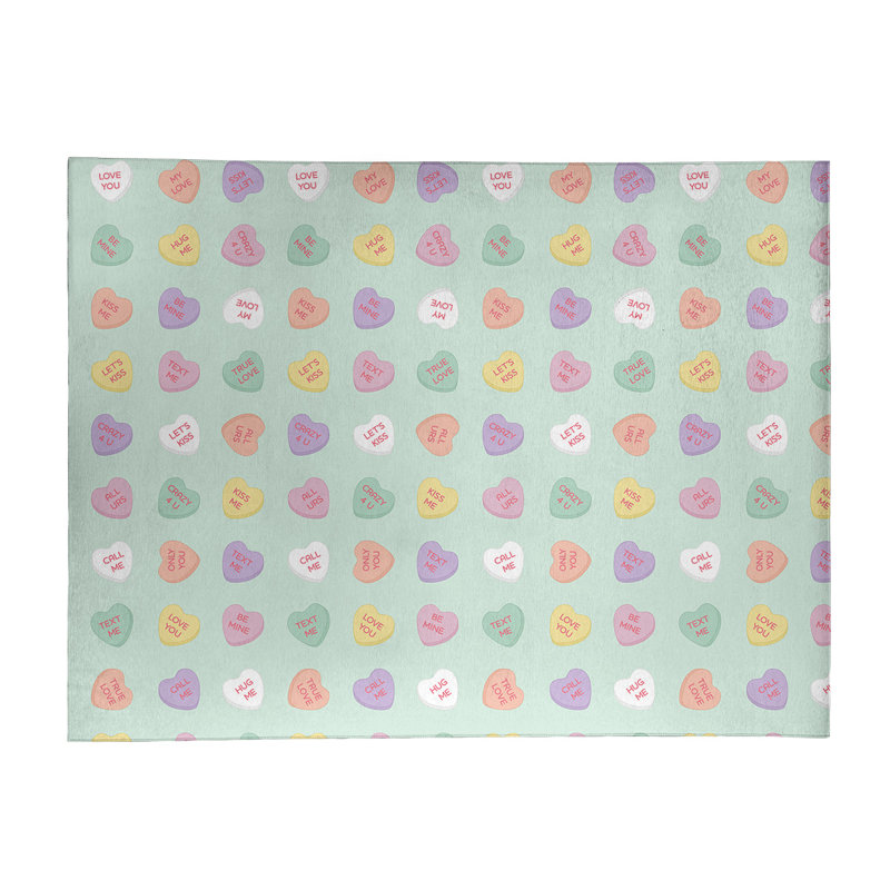 Tapis vert/rose/zone jaune fait main, Rectangle 8 pi x 10 pi