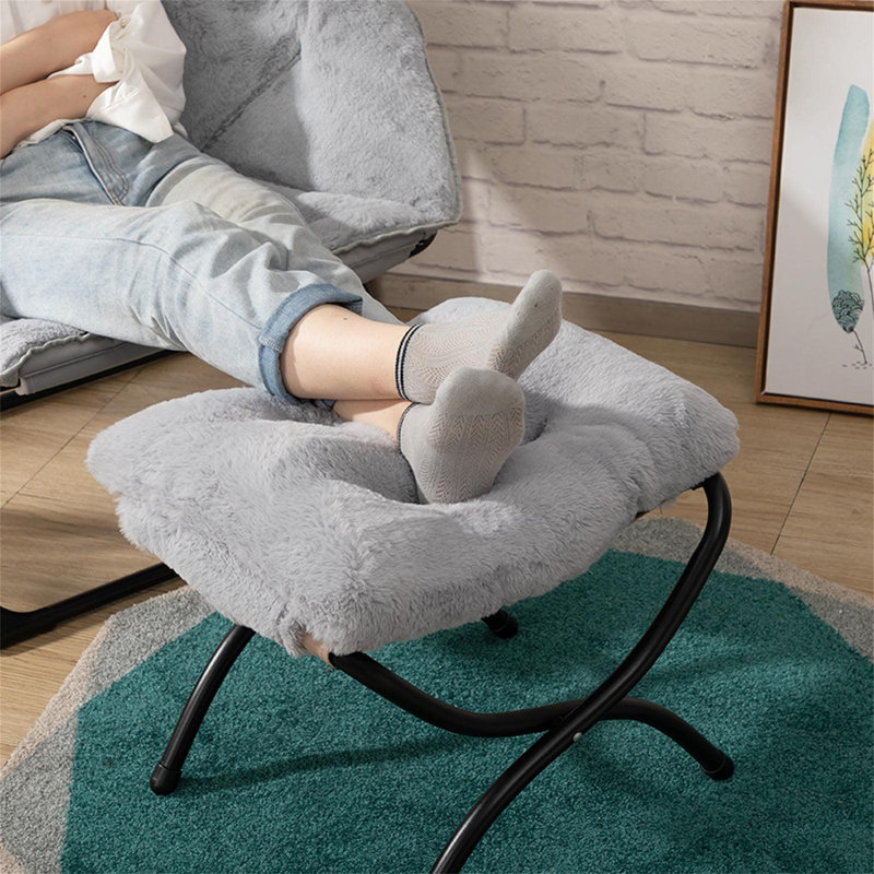 47cm Wide Footstool Ottoman, Grey