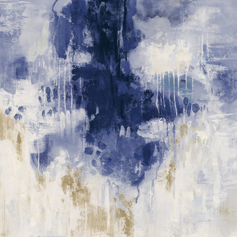 Bleu pluvieux, H 20 po x l 20 po, Oui, Reproduction avec cadre noyer