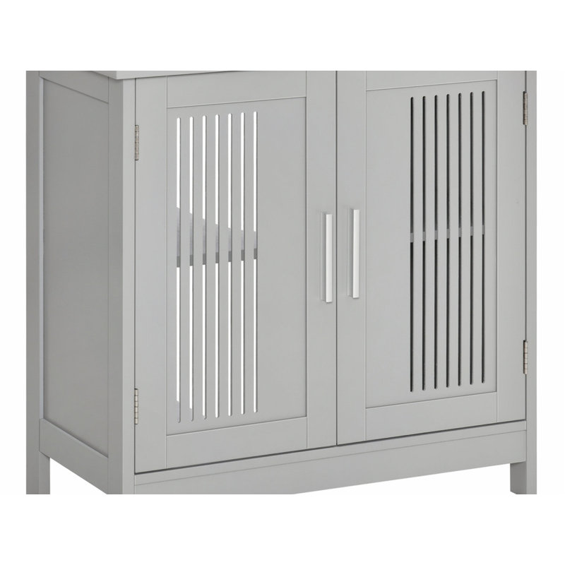 Durability Modern Storage Sink Cabinet with 2 Doors, Pedestal Under Sink,Bathroom Cupboard with Adjustable Shelves, Grey