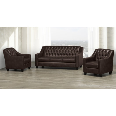 Ensemble de salon en cuir véritable 3 pièces Debolt