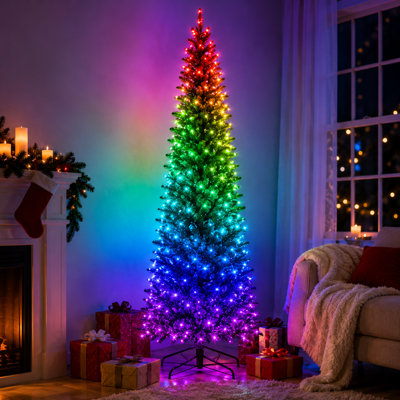 Arbre de Noël Popolor Smart RVB pré-éclairé avec éclairage 3D ambiant, contrôle des applications, synchro musicale et plus de 100 lumières dynamiques