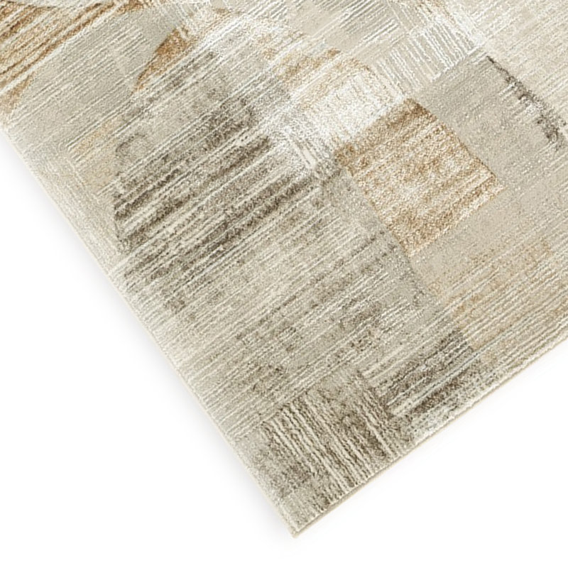 Wony 5 X 7 Medium Area Rug, Abstract Pattern, Gray Beige Polyester