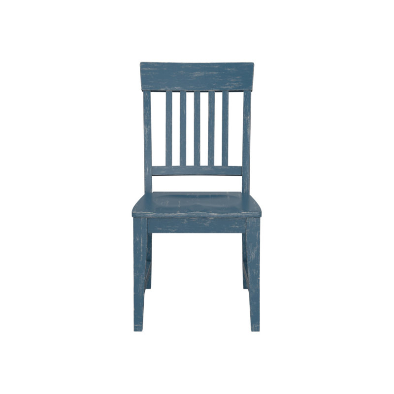 Fissington Solid Wood Slat Back Chair, Blue