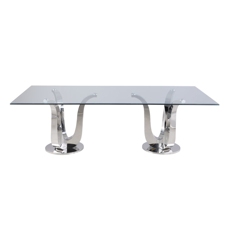 Belshin Contemporary Rectangular Glass Dining Table