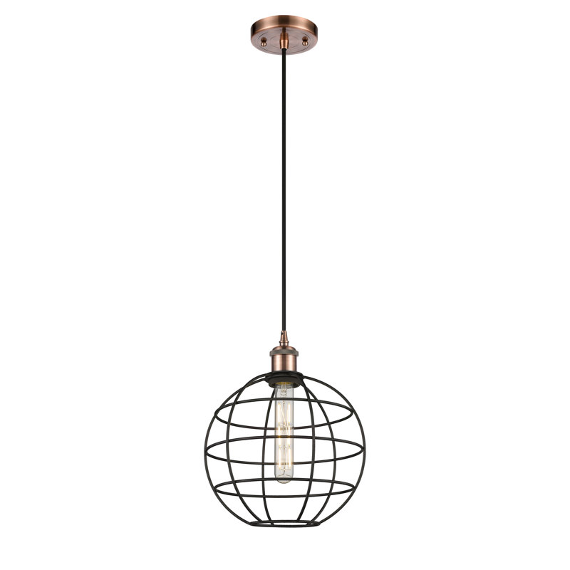Luminaire suspendu à tige 1 lumière 16 po Ballston Lake Placid, H 132,5 po x l 10 po x P 10 po, Cuivre antique
