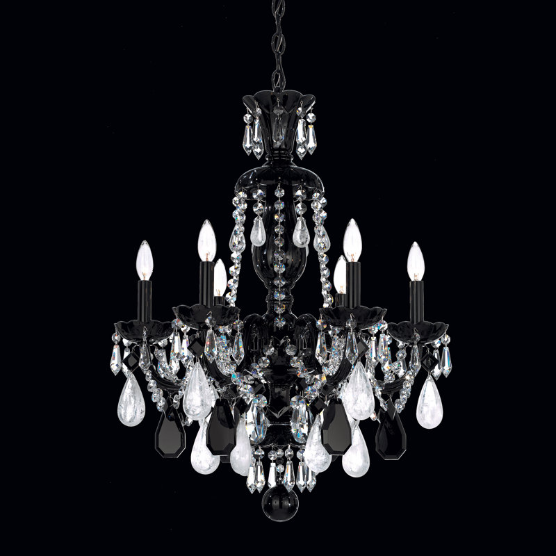 Hamilton 6 - Light Glass Chandelier, Rock Clear, Silver