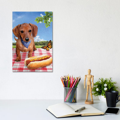 Hotdog With A Hotdog by Giordano Studios - Wrapped Canvas Print