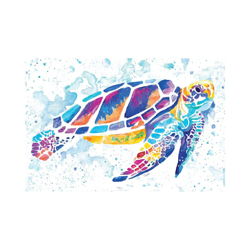 Vibrant Sea Turtle by Chelsea Goodrich - Wrapped Canvas Painting, 152.5 cm H x 101.5 cm W