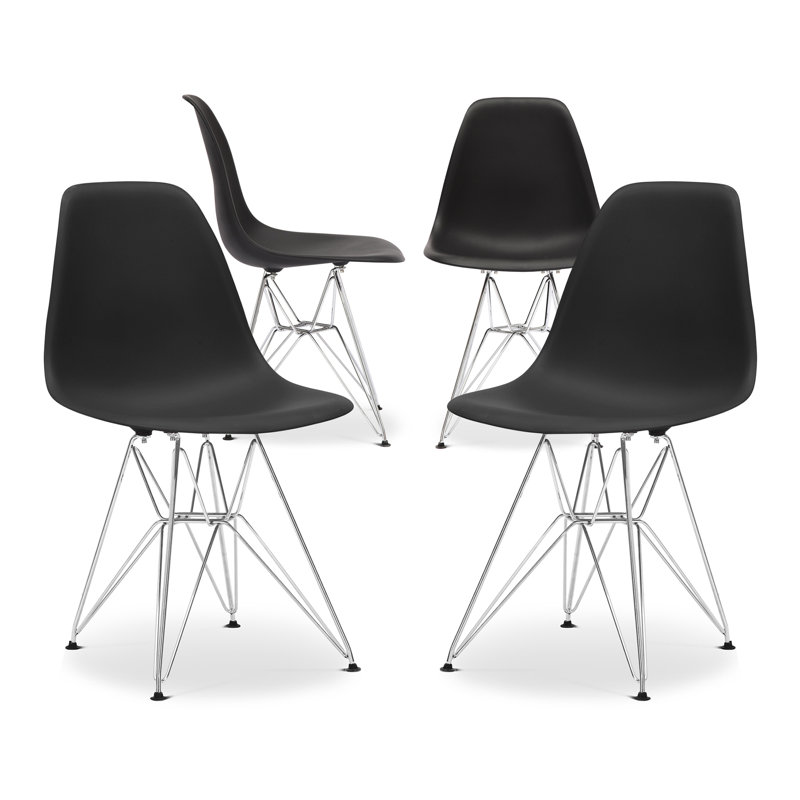 Modholic Eiffel Chair With Steel Legs, Black, Black, 1