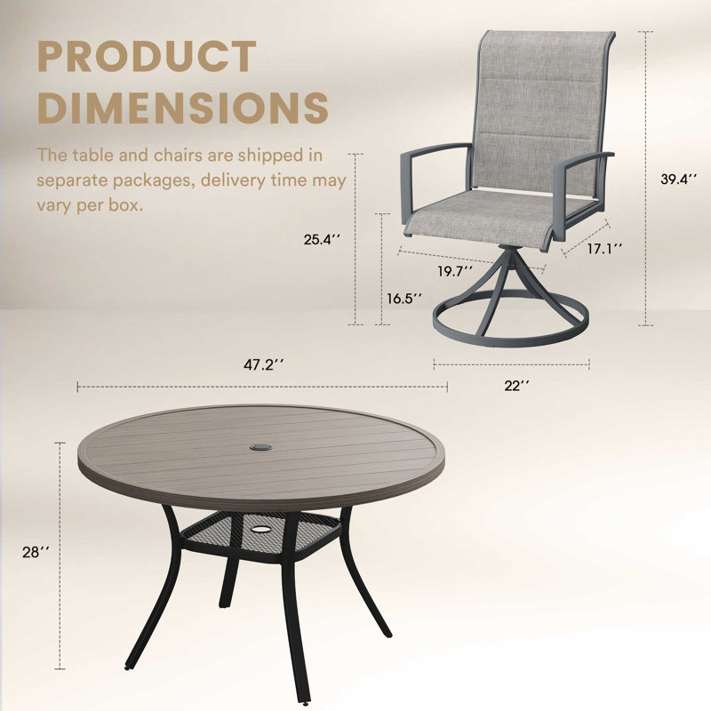 4-Person Outdoor Dining Set, Gray Woodlike/Gray