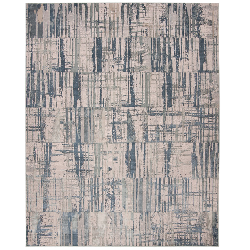 Tapis bleu/crème light Kelen, Rectangle 8 pi x 10 pi