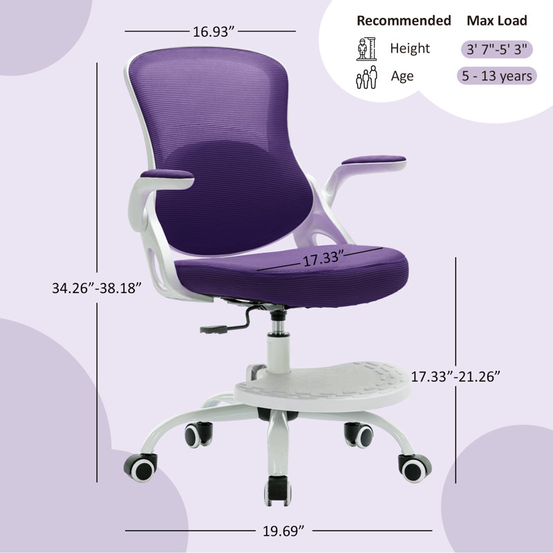 Kids 21.3'' Adjustable Height Desk Chair Activity Chair, Purple