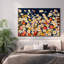 Champ de marguerites colorées avec papillons, printemps printanier floral très grand, reproduction d'art encadrée (assemblage requis)-105075782