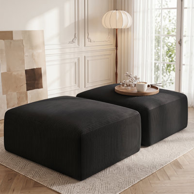 31"W Corduroy Rectangle Compression Pouf Upholstered Ottoman(Set of 2) Footstool Module Part for Sectional Sofa