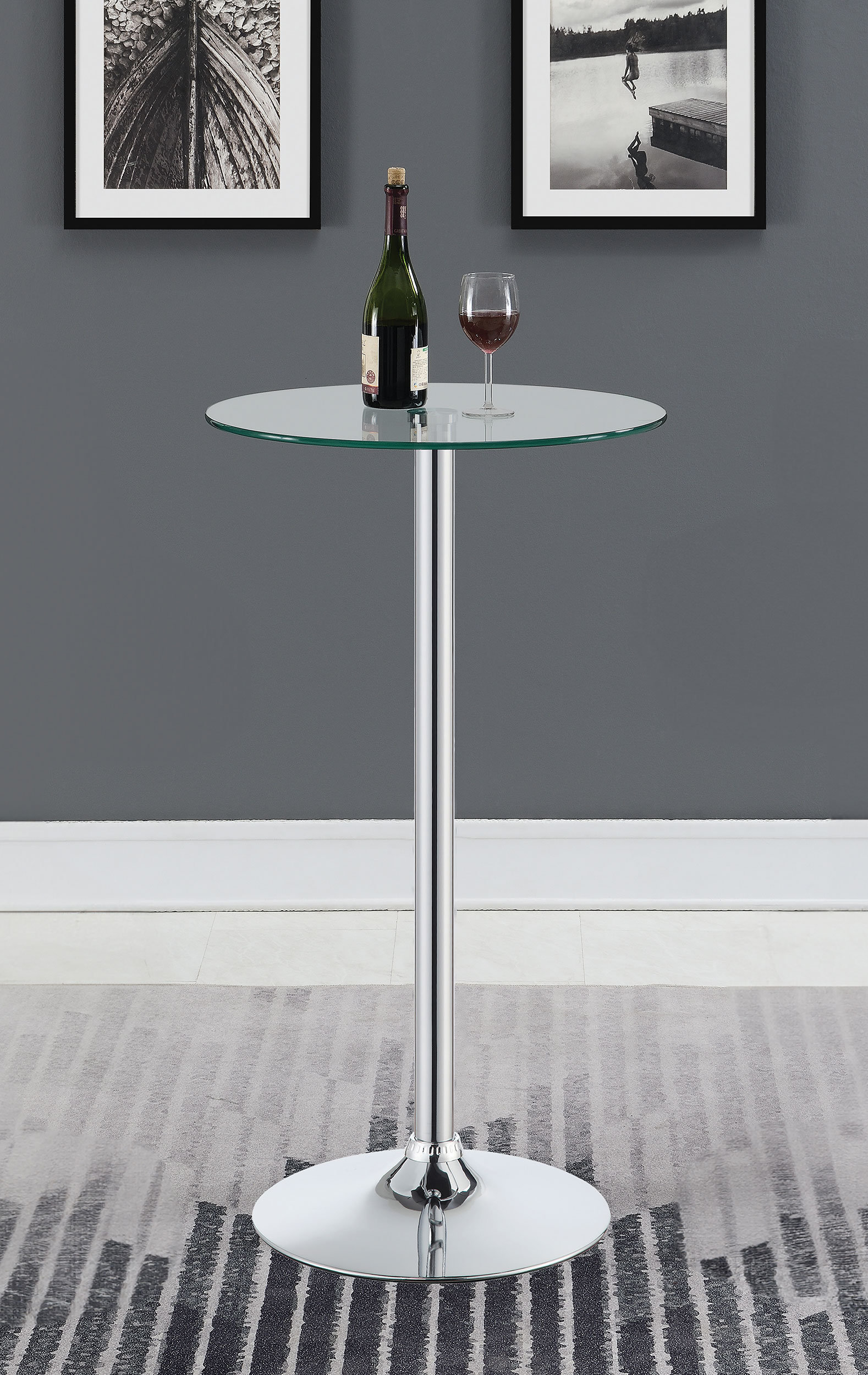 Wrought Studio Lusko Glass Top Round Bar Table Chrome - Wayfair Canada