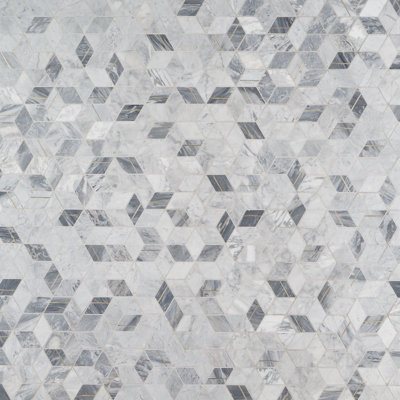 Carrelage mural mosaïque géométrique en marbre et laiton 14 po x 12 po Utopia (1,11 pi. Ca. / feuille)