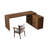 86.61"Dark walnut L-Shaped Solid Wood Office Sets