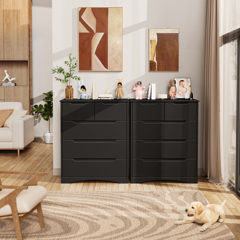 Coiffeuse verticale 37 tiroirs à 5 tiroirs, armoire de rangement avec poignées dissimulées, style moderne, convient aux chambres à coucher et aux petits espaces.