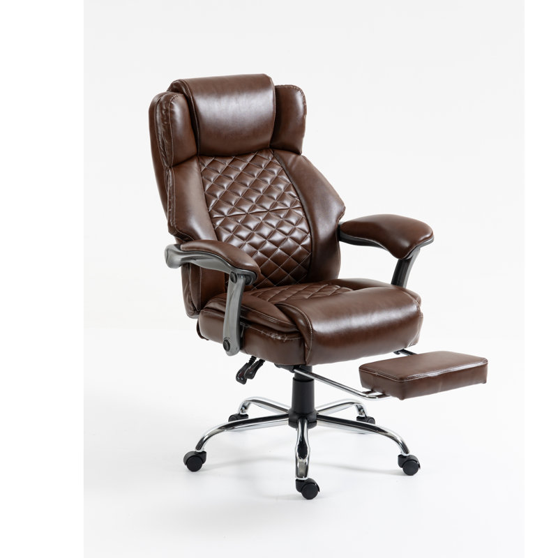 Big And Tall Office Chair, Wide Seat Executive Office Chair With Lumbar Support And Headrest, 500 Lbs Heavy-duty Ergonomic Desk Chair, Luxury Leather Chair With Leg Rest