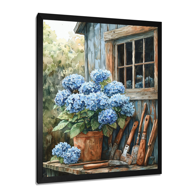Eberly - Floral Wall Art, H 32 po x l 16 po, Noir, noir, noir, noir, Reproduction encadrée sans passe-partout